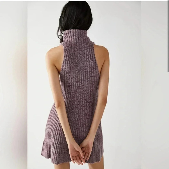 NWT Free People Claude Mini Sweater Dress Size Large Brandy Wine Sleeveless Knit - Picture 2 of 11